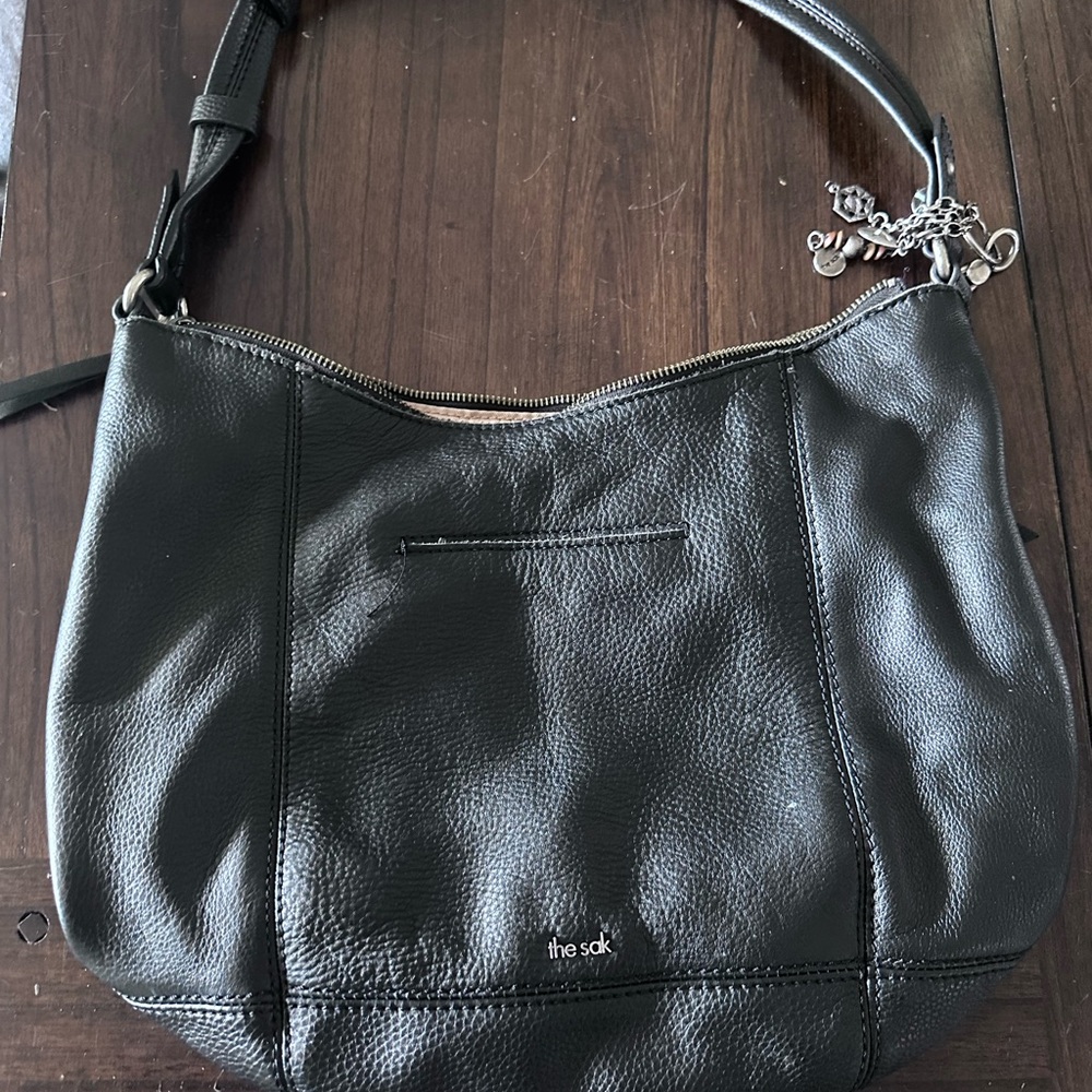 The Sak Black Pebbled Leather Shoulder Bag